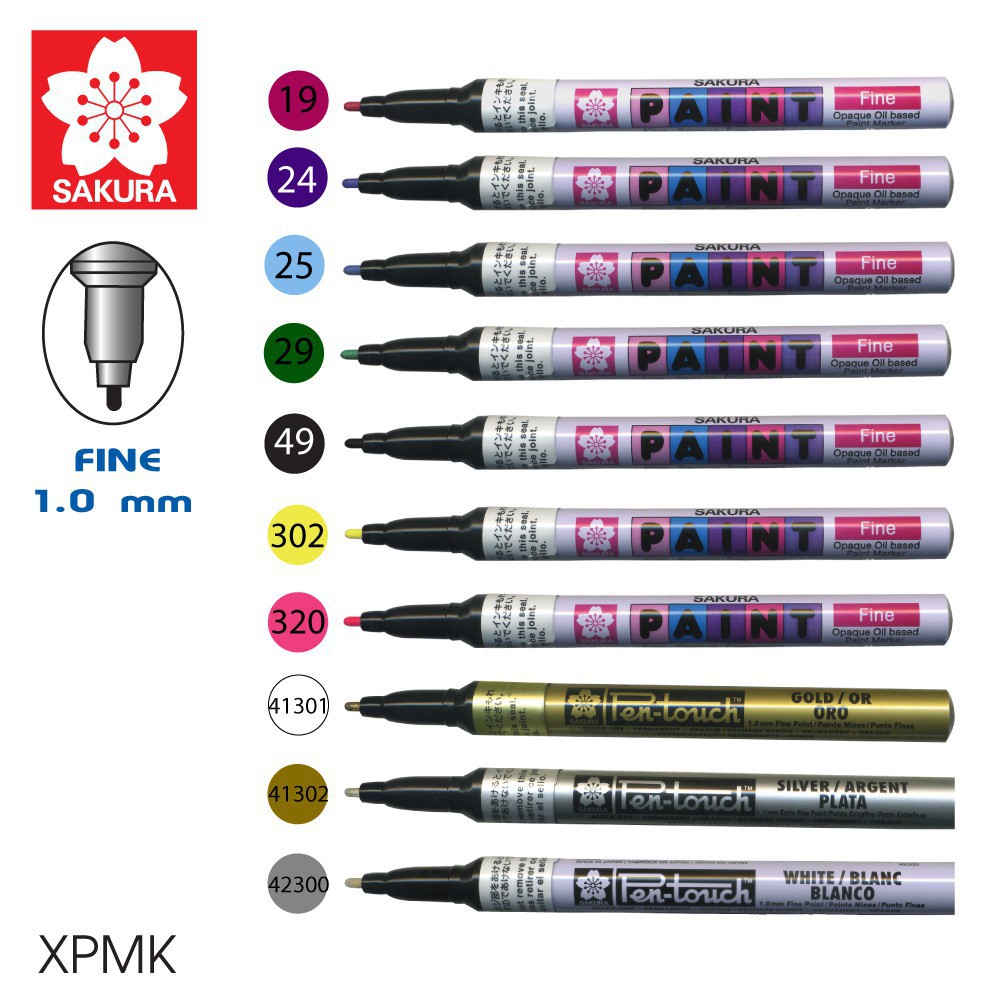 SAKURA(ซากุระ) ปากกาเพ้นท์ หัว 1.0 มม FINE XPMK Sakura Paint marker มีทุกสีให้เลือก