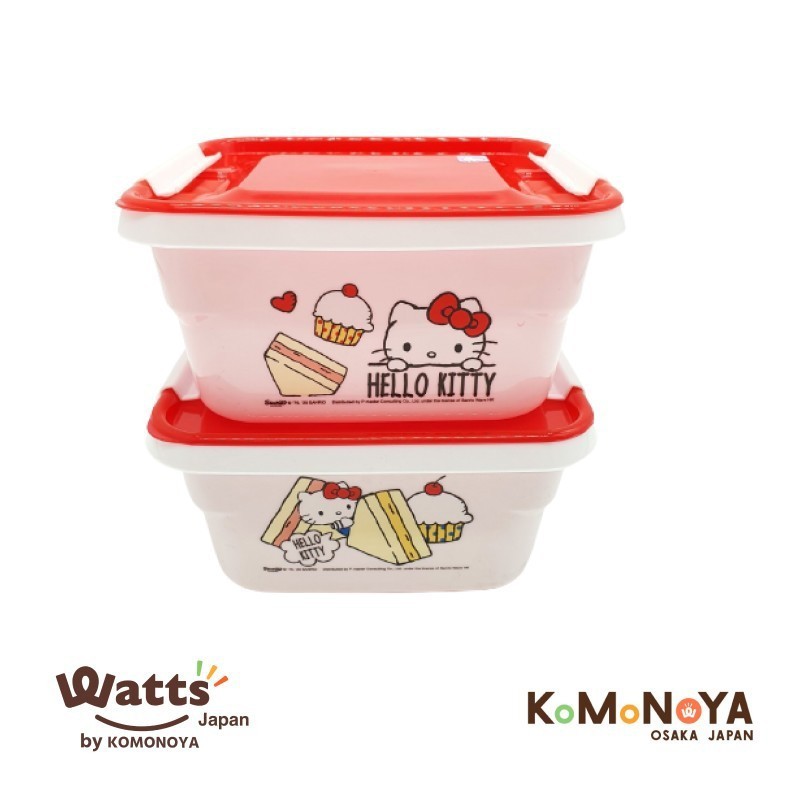 Komonoya กล่องเก็บอาหาร/กล่องใส่ของ ฝาล็อค แพ็ค 2 Hello Kitty
