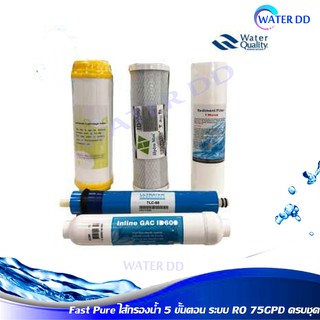 Fast Pure ไส้กรองน้ำ 5 ขั้นตอน ระบบ RO 75GPD ครบชุด Water Filter คุณภาพดี ราคาประหยัด