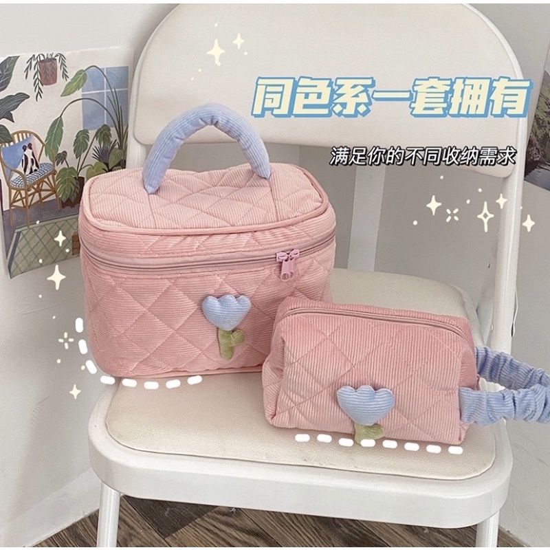 กระเป๋าใส่เครื่องสำอาง ขนาดใหญ่ จุของได้เยอะ หนานุ่ม พร้อมส่งจากไทย