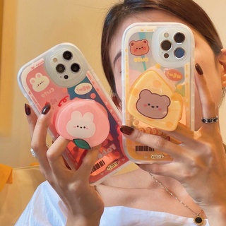 สินค้าพร้อมส่ง ⭐️ เคสโทรศัพท์ เคส เคสมือถือ เคส TPU เคสนิ่ม วงรีโฮโลแกรมหมีชีส/วงรีโฮโลแกรมกระต่ายท้อ