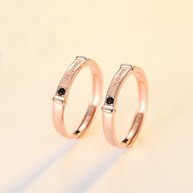 คู่ 925 แหวนเงินแท้หมั้นแหวนคู่ AAA Cubic Zirconia 2In1 I Love You แหวนปรับที่กําหนดเอง