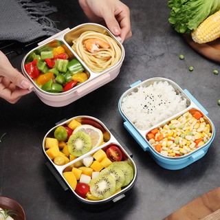 กล่องข้าว กล่องข้าวสแตนเลส สแตนเลสกล่องใส่อาหาร Bento เบนโตะ กล่องเก็บอาหารกลางวัน 2 ช่อง ทำจากสแตนเลส 304 ทนทาน