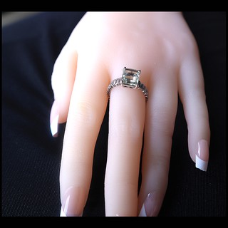 แหวนพลอย กรีนอเมทิสต์แท้  เงิน 92.5 % ชุบโรเดียม RING GREEN AMETHYST SILVER  92.5 % Rhodium plating