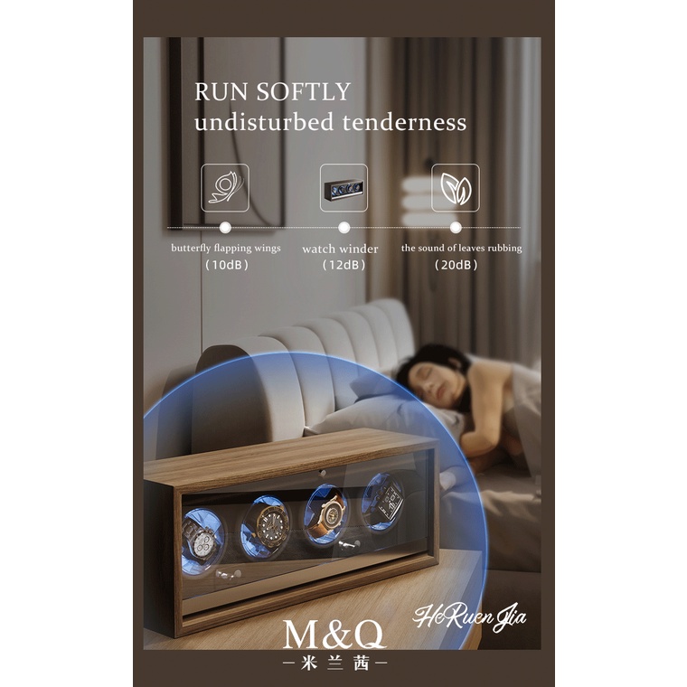 MELANCY แบรนด์สปอต 2022 รุ่นอัพเกรดล่าสุด 1/2/4 ช่องเสียบไฟพร้อม USB ไฟ LED สีฟ้า + ฝาครอบเปิดอัตโนมัติฟังก์ชั่นหยุดฉุกเฉินไขลานอุปกรณ์ + มอเตอร์นาฬิกา Mabuchi เครื่องม้วนนาฬิกากล่องนาฬิกากลไก MQ-Z Series