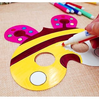 DIY Mask หน้ากากระบายสี หน้ากากลายการ์ตูนสัตว์ไม่มีสีให้นะคะ