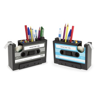 Cassette Tape Dispenser Pen Holder Vase Pencil Pot Stationery(black)