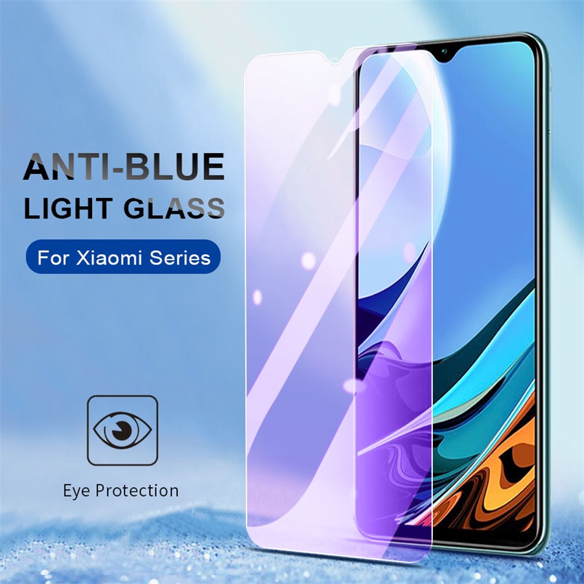 กระจกนิรภัยกันรอยหน้าจอ ป้องกันแสงสีฟ้า สีม่วง สําหรับ Xiaomi Redmi 12 12s Pro Plus 13 12T 11 Lite 10 10T 9T Pr K20 K30 C40 10C 9T 9 9A 9C 8 8A 7 7A 6A A1 Note 10 9 7 Max 10s 9s 11T 11s Poco X3 X4 X5 GT NFC F2 M3 M4 M5 M5s Pro F3 F4 F5