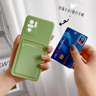 เคสโทรศัพท์มือถือ ซิลิโคนนิ่ม กันกระแทก พร้อมช่องใส่บัตร สีพื้น สําหรับ Xiaomi Redmi Note 11 Pro 11S 10 Pro 10S 9S 9 Pro