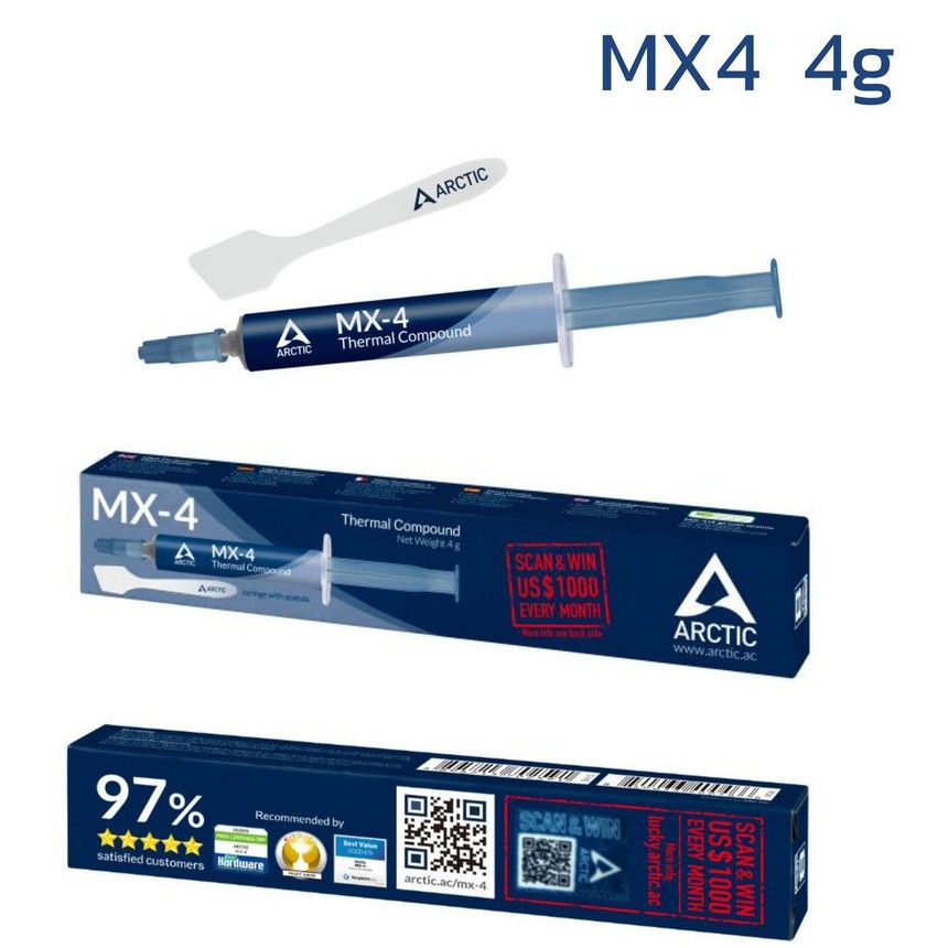 ❄️ Arctic MX-4 8G วัสดุนำความร้อน สำหรับโอเวอร์คล็อก & เกมเมอร์ ผู้ใช้ขั้นสูง ซิลิโคน 8กรัม ของแท้ t