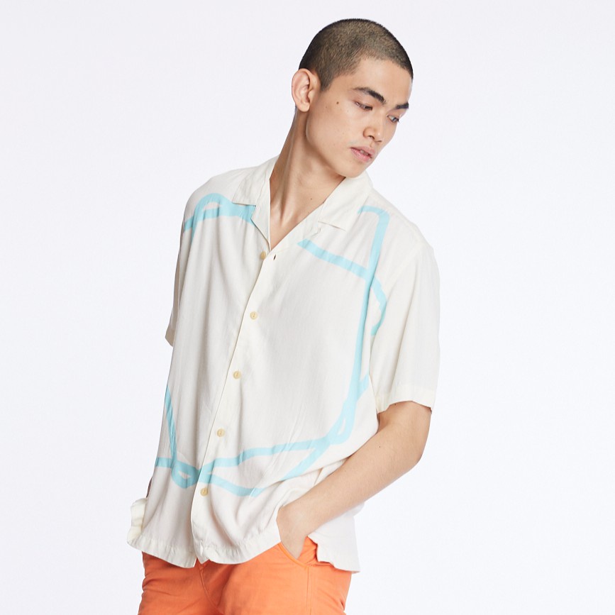 ❖BODY GLOVE HAWAII Shirt เสื้อฮาวาย สีขาวนวล-501