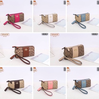 คล้องมือcoach coach2ซิป ไซค์8” กระเป๋าตังค์ Coach