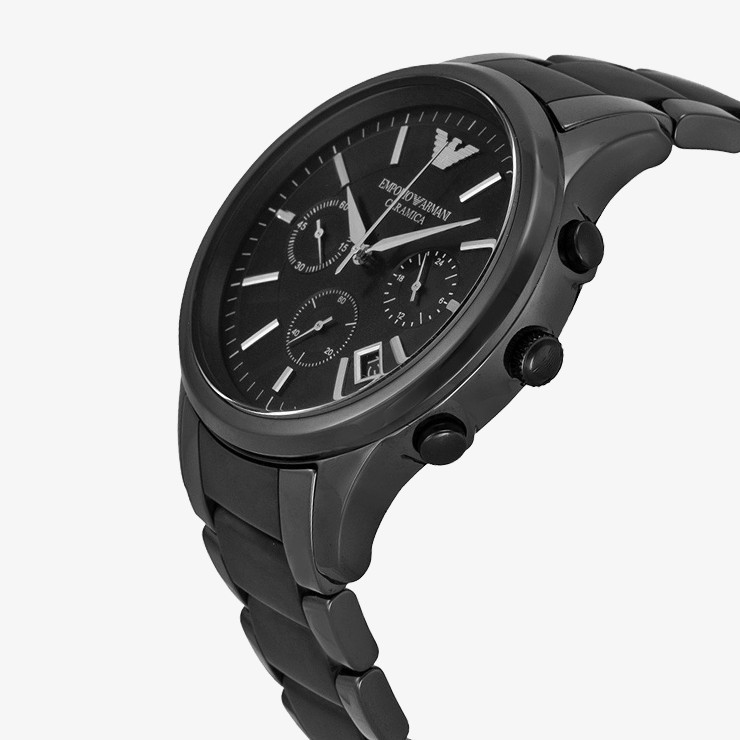 ☏✱❈EMPORIO ARMANI นาฬิกาข้อมือผู้ชาย รุ่น AR1452 Ceramica Chronograph Black Dial - Black