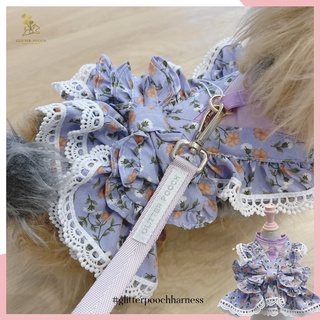 Glitter Pooch ชุดรัดอก สายจูง เสื้อผ้า สุนัข, หมา, แมว, สัตว์เลี้ยง พร้อม สายจูง รุ่น Lolita in Bloom Purple