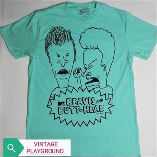 เสื้อยืดคอกลมcrew neckเสื้อการ์ตูน BeavisAndButthead ลิขสิทธิ์แท้S-4XL