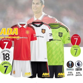 เสื้อกีฬาแขนสั้น ลายทีมชาติฟุตบอล MU Man United 2223 ชุดเหย้า สําหรับเด็ก