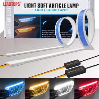 LEADTOPS Ultrafine DRL 30 ซม. 45 ซม. 60 ซม. ไฟวิ่งกลางวันอ่อนนุ่มคู่มือหลอดไฟ LED แถบสีขาวสีแดงไฟเลี้ยวสีเหลืองกันน้ำ