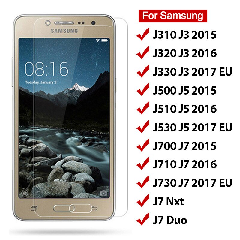 ฟิล์มกระจกนิรภัยกันรอยหน้าจอ HD สําหรับ Samsung Galaxy J5 j3 J7 2017 J7 Nxt J320 J510 J710 2016