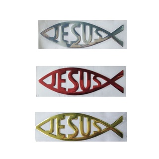 Edb* สติกเกอร์ ลายการ์ตูนกราฟิก Jesus Fish 3D กันน้ํา สําหรับติดตกแต่งรถยนต์ คอมพิวเตอร์