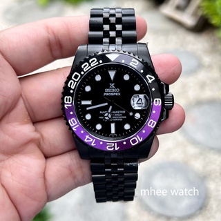 SeikoMod Black Panther Sport Submarine Black Jubilee Strap