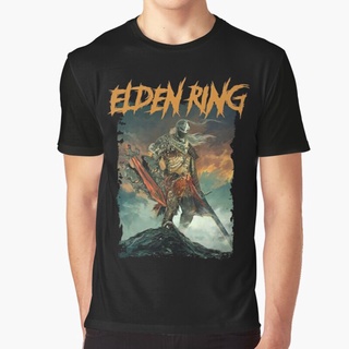 แขนสั้นcrew neckเสื้อยืด พิมพ์ลายเกม Elden Ring Undead Knight Dark Souls สําหรับผู้ชาย และผู้หญิงS-XXXXL