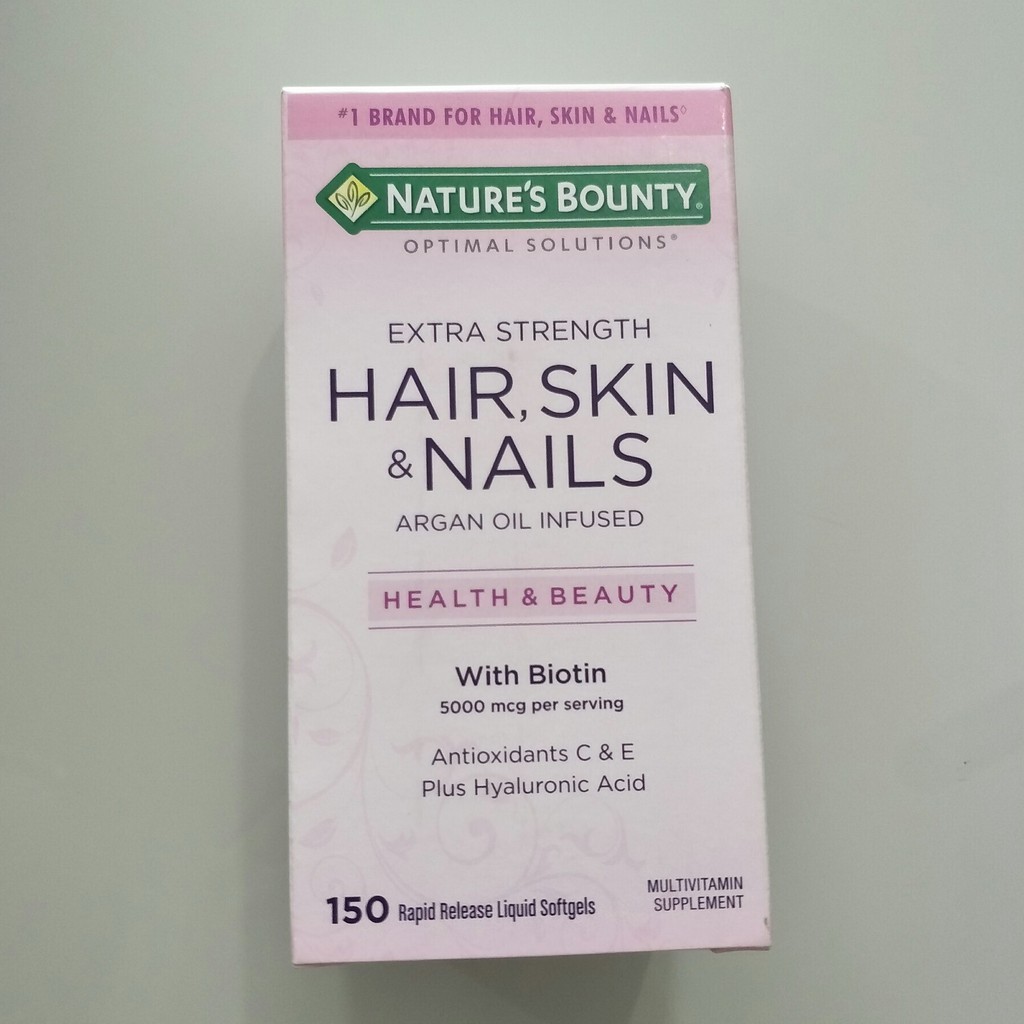 Nature's Bounty Extra Strength HAIR, SKIN&NAILS with Biotin 5,000 mcg/serving plus Hyaluronic Acid