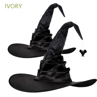 Ivory หมวกแม่มด สีดํา อุปกรณ์เสริม สําหรับปาร์ตี้ฮาโลวีน