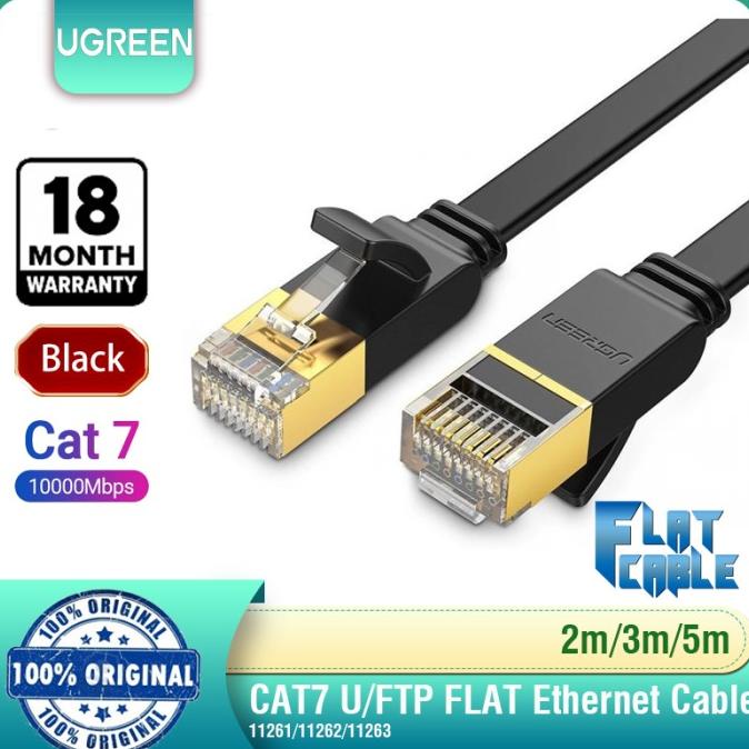 Ugreen Cat 7 STP Lan Cable Flat Design ( สีดํา )