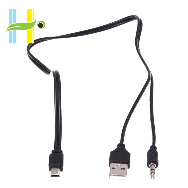 3.5mm Aux USB2.0 Male Mini 5 Pin USB Portable Speaker Audio Cable