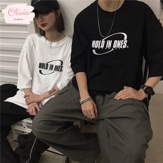 🍓Olivia🍓 เสื้อยืดสไตล์เกาหลี พิมลายตัวอักษร สำหรับชายเเละหญิง คู่รัก พร้อมส่ง #HOL03