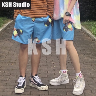 GOLF WANG Shorts กางเกงขาสั้นสีฟ้าผึ้งชายและหญิงในช่วงฤดูร้อนกางเกงห้าจุดกางเกงชายหาดสบาย ๆ