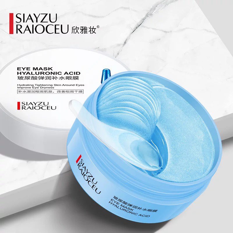 มาส์กใต้ตาสีฟ้า สูตรไฮยารูลอน Siayzu Raioceu มาส์กใต้ตาสีฟ้า สูตรไฮยา เพิ่มความชุ่มชื่นให้ใต้ตา  60 แผ่น