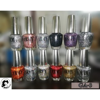 เซตสีทาเล็บกากเพชร Army Glitter Nailคละสี Set GA-3 12 ขวด