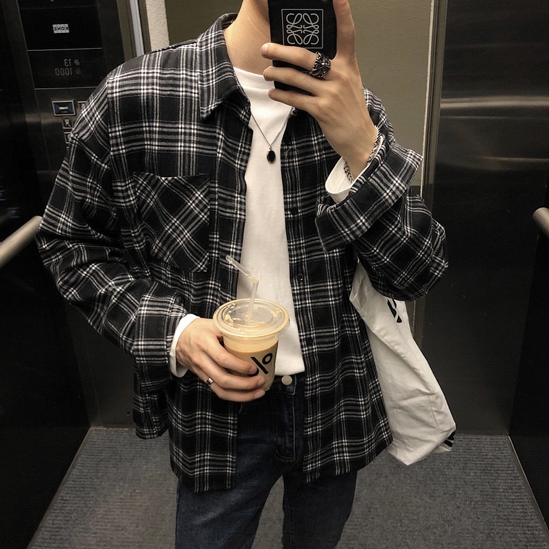พร้อมส่ง เสื้อเชิ้ตลายสก๊อต สไตล์ออปป้า ( w114 )