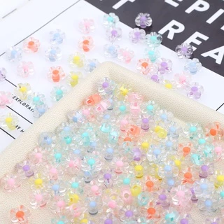 50ชิ้น Multicolor อะคริลิคลูกปัด Sunflowers Spacer สําหรับสร้อยคอมือสร้อยข้อมือและเครื่องประดับ DIY Handmade อุปกรณ์เสริม