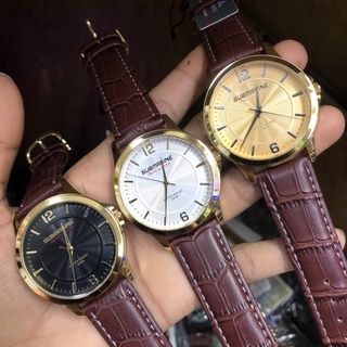 US SUBMARINE นาฬิกาข้อมือชาย เรือนสแตนเลส2ไมครอนสายหนังแท้ Quartz Analog (3เข็ม)กันน้ำ3ATM เครื่องญี่ปุ่น