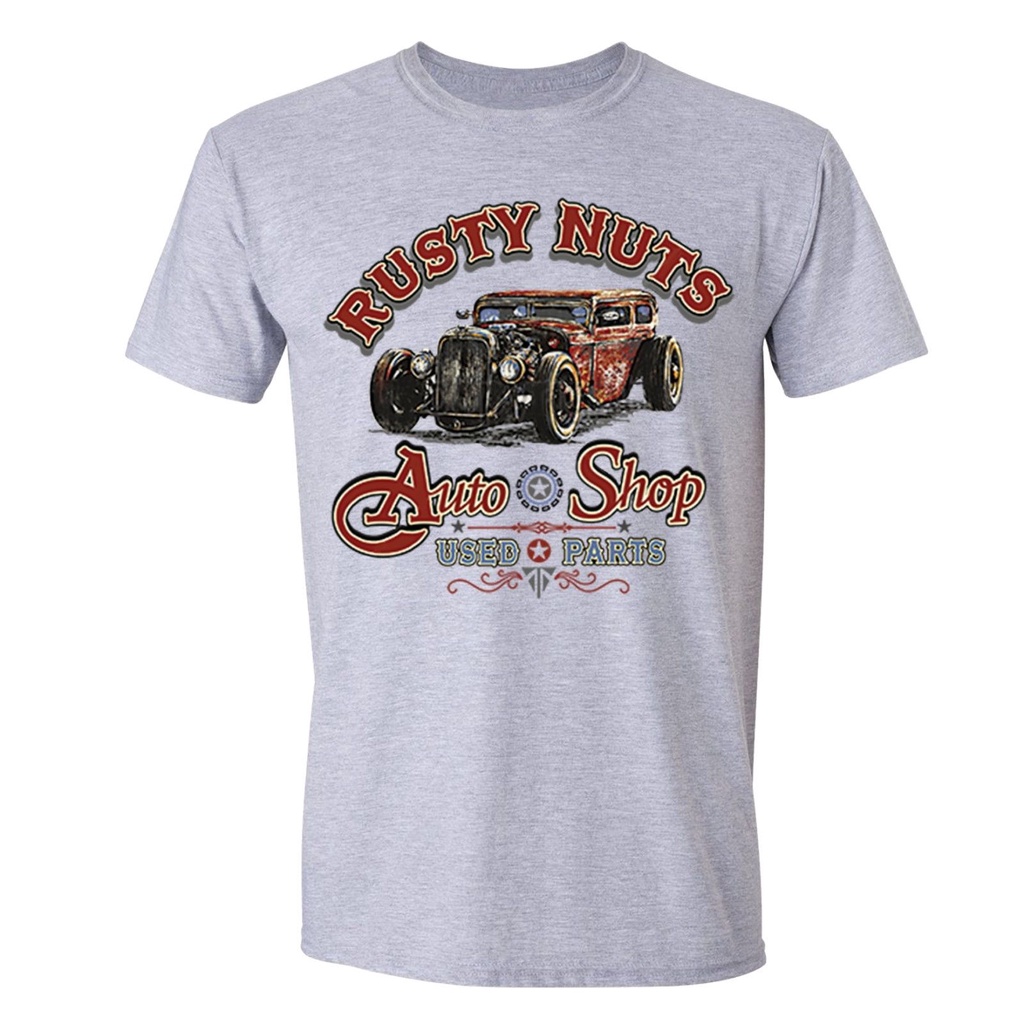2019 ใหม่ผู้ชาย Rusty Nuts เสื้อยืด Auto Shop รถคลาสสิกโรงรถรถจักรยานยนต์เส้นทาง 66 Biker Tshirt แฟช