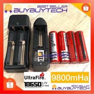 buybuytech 9800mAh ถ่านชาร์จ แท่นชาร์ต ถ่านชาร์ต 18650 UltraFire 3.7V 9800mAh