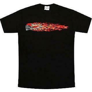 [S-5XL]เสื้อยืดลําลอง แขนสั้น พิมพ์ลาย BLAZING BIKER SKULL COMET BLACK MOTORCYCLE BIKER TOP 3 สําหรับผู้ชาย 679729