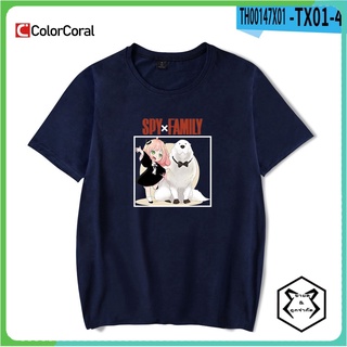 คอตต้อนคอกลมColorcoral เสื้อยืดแขนสั้นลําลอง พิมพ์ลายอนิเมะ Spy X Family Anya ทรงหลวม สไตล์โกธิค ฮาราจูกุ สําหรับผู้ชาย