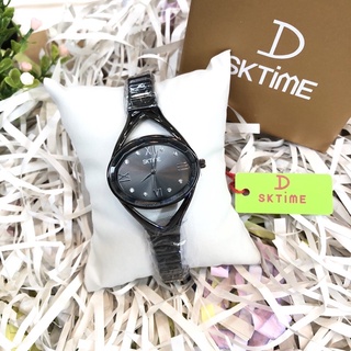 SK-TIME นาฬิกาข้อมือหญิงQuartz Analog3ATM กันน้ำ ตัวเรือนและสายสแตน3ไมครอน