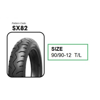 ยางนอก 90/90-12 T/L SX82 (FIORE,FILANO) SIXXIS : ยางนอกมอเตอร์ไซค์ ขนาด 90/90-12 แบบไม่ใช้ยางใน ลาย SX82 (FIORE) SIXXIS