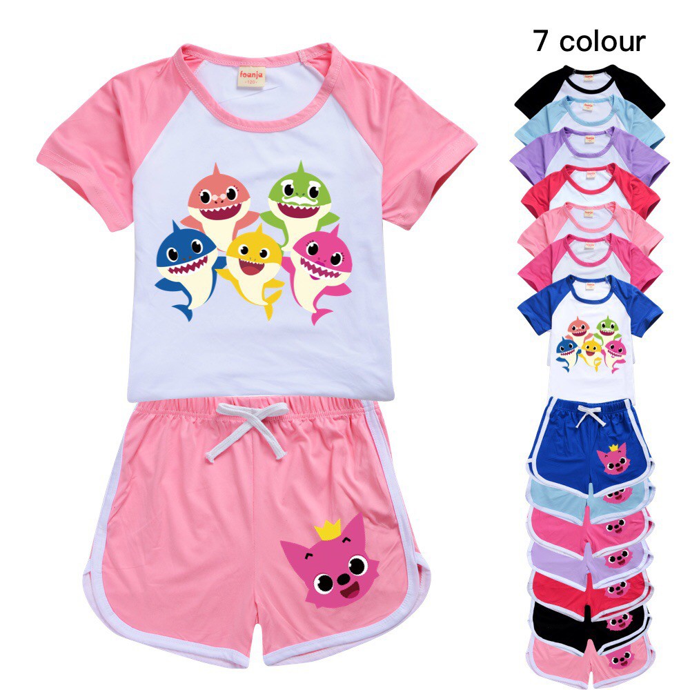 Baby & Toys Baby Clothing Shirt เสื้อยืด Baby Shark พร้อมกางเกง