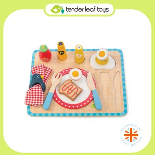 Tender Leaf Toys ของเล่นไม้ ชองเล่นบทบาทสมมติ ชุดทำอาหาร ชุดอาหารเช้า Breakfast Tray