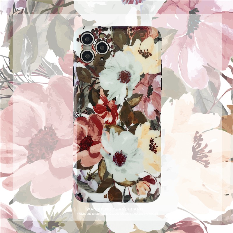 Retro flower bush oil painting soft shell 11Pro Max Apple X / XS / XR / SE mobile phone shell iPhone9 / 7p female 8plus