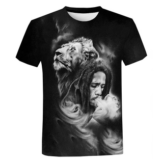 [S-5XL] เสื้อยืดแขนสั้น พิมพ์ลายนักร้องฮิปฮอป Marley 3 มิติ สไตล์ฮาราจูกุ สําหรับผู้หญิง และผู้ชาย