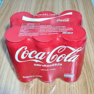 โค้กกระป๋อง (6 กระป๋อง) coca cola รสชาติ original น้ำอัดลม 325มล. ถูกสุดๆ โคคาโคล่า