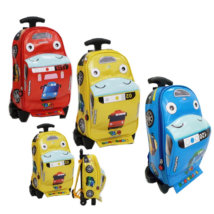 ใหม่กระเป๋านักเรียนเด็กผู้หญิงรถเข็น PAUT Bus TAYO ผ้าฟองน้ํากันน้ําสีเหลืองเรียบง่ายที่ดีที่สุดน่าร