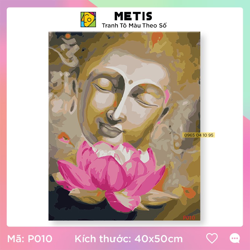 ภาพวาดระบายสีหลักของดอกบัวพุทธทาสีโดยตัวเลขมีความหมาย พี010