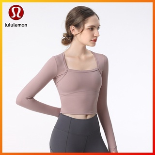 Lululemon  เสื้อกีฬาโยคะ แขนยาว ผ้ายืด พร้อมเบาะหน้าอก CX711